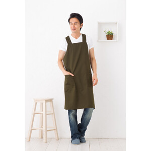 【カーキ】 Ｔ/Ｃタブリエクロスメンズエプロン