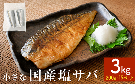 小さな 国産 塩サバ 3kg ( 200g × 15パック ) 冷凍 サバ 鯖 魚 青魚 塩さば 切り身 ご家庭用 焼き魚 焼魚 おかず お弁当 焼くだけ 簡単調理 サバ フィレ 鯖フィレ サバフィーレ 切身 宮城県 石巻 石巻市