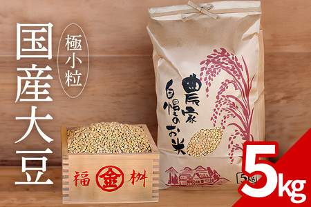 極小粒　大豆 5kg  岡田ファーム だいず ダイズ 国産 小粒 料理 煮豆 豆乳 納豆 用途多彩 健康食品 高たんぱく 保存食 産地直送 送料無料 (B02-024)