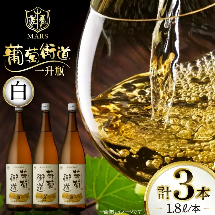 ワイン 白 やや辛口 一升瓶 葡萄街道 1.8L 3本セット [本坊酒造株式会社マルス穂坂ワイナリー 山梨県 韮崎市 20744993] 