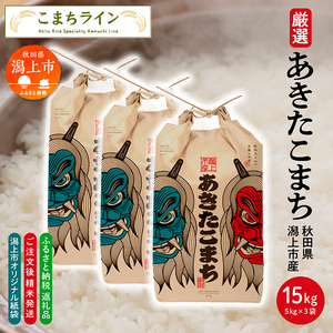 【選べる精米方法：白米】 あきたこまち なまはげ 米袋 15kg(5kg×3) 無洗米 米 一等米 ギフト パッケージ デザイン 限定デザイン 紙袋 リメイク 工作 お面 こども 秋田のお土産 こめ コメ 秋田 潟上市【こまちライン】