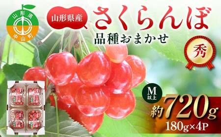《2026年発送先行予約》山形県産 さくらんぼ約180g×4パック 品種おまかせ Mサイズ以上 秀品 (佐藤錦・紅秀峰・大将錦) 果物 くだもの フルーツ 夏果物 サクランボ F4A-0945