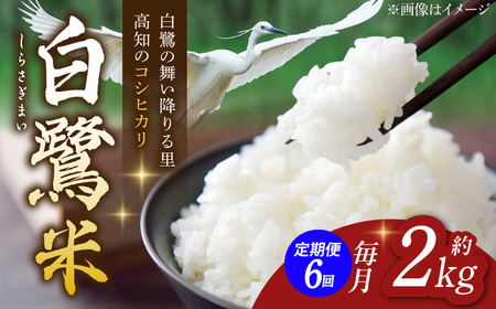 【6回定期便】 R7年度産 特別栽培米 農薬節減！ 白鷺米 コシヒカリ 各約2kg 合計約12kg / 高知 米 お米 精米 　【津ノ宮農園】[ATBV011]