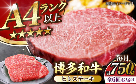 【全6回定期便】【A4-A5ランク】博多和牛 ヒレ ステーキ 150g×５枚 (計750g) [VDZ070] ヒレ肉 フィレ サーロイン