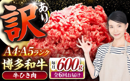 【全6回定期便】【訳あり】 博多和牛 100％ ミンチ (挽肉) 600g（300g×2個） [VDZ094] ひき肉 牛肉 ハンバーグ
