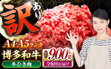 【全6回定期便】【訳あり】 博多和牛 100％ ミンチ (挽肉) 900g（300g×3個） [VDZ102] ひき肉 牛肉 ハンバーグ