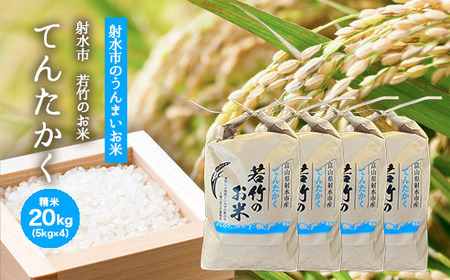 【R8年度産米 新米予約】[人気のブランド米]てんたかく 「若竹のお米 」　20kg（5kg×4）【精米】｜新米 先行予約 令和8年産米 ブランド米 銘柄米 こめ 白米 富山県 ※離島への配送不可 ※2026年9月上旬～9月下旬頃に順次発送予定