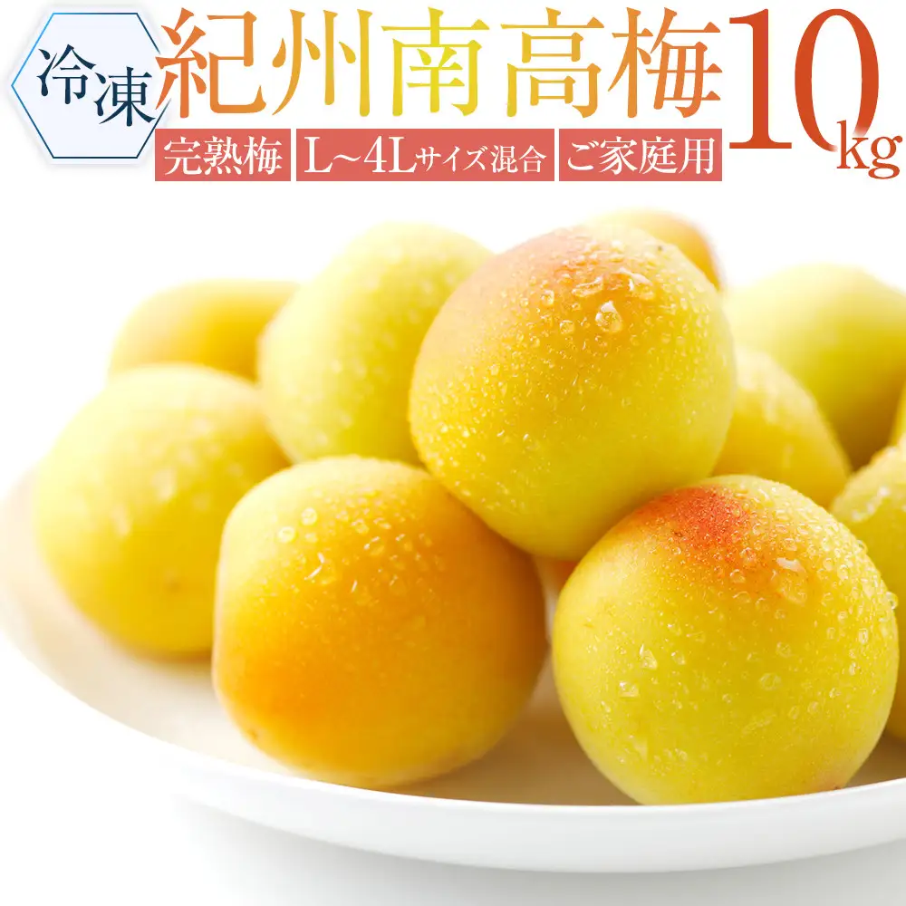 冷凍 紀州南高梅 完熟梅 約10kg L～4Lサイズ混合 ご家庭用