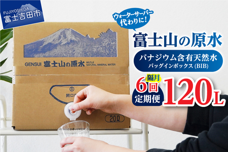 【年6回・隔月お届け】バナジウム天然水定期便 富士山の原水 20L BIB  備蓄 防災 ストック 防災グッズ 保存