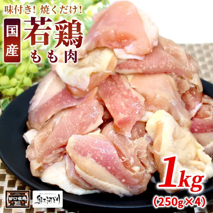 奥三河どり使用！ 田口塩鶏 味付け もも肉 1kg 塩ダレ 味付け肉 鶏肉 鶏 肉 キャンプ バーベキュー 味付け肉 大容量 手軽 焼くだけ 地鶏 焼肉 焼き鳥 -176