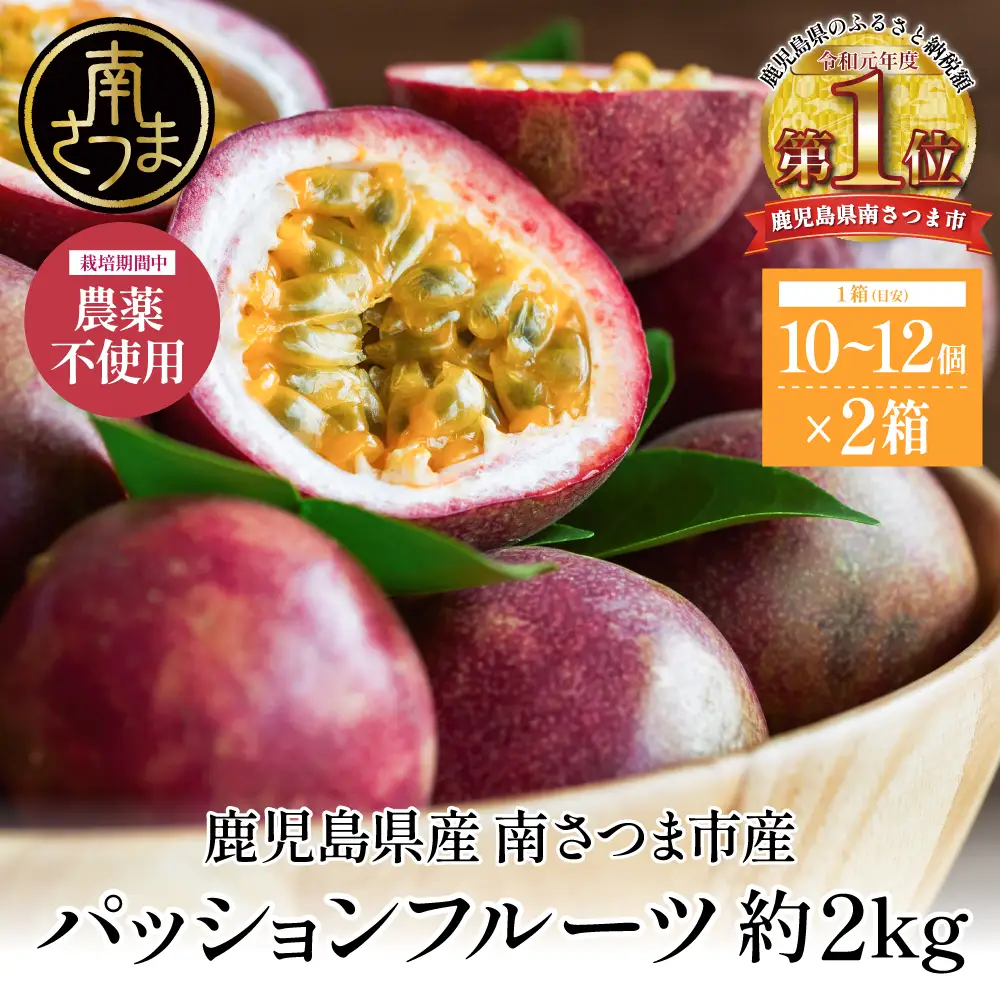 鹿児島県産 パッションフルーツ 約2kg（10～12個程度×2箱） ［数量・期間 限定 ］ 先行予約 先行受付 国産 フルーツ 果物 くだもの 青果 食品 デザート スイーツ おやつ 旬 夏 季節限定 季節の果物 酸味 甘み プチプチ 南国 トロピカルフルーツ 南国フルーツ お取り寄せ グルメ 農園 農園直送 農家直送 産地直送 清直kajuen 鹿児島 鹿児島県 南さつま市