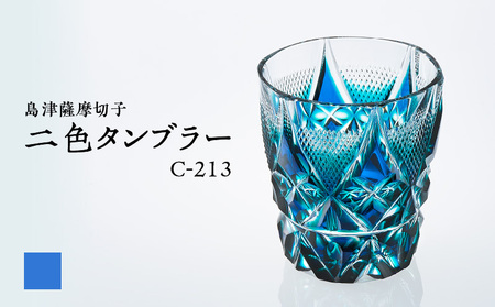 島津 薩摩 切子 二色 タンブラー C-213 ルリ緑 K010-038_02