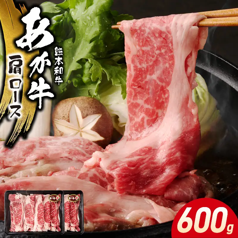 オアシス九州 熊本県産あか牛 肩ロース 600ｇ (300ｇ×2) _U117-0038