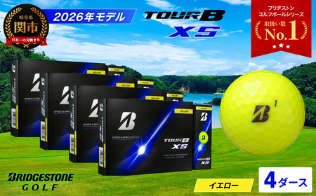 【2026】ゴルフボール 4D ブリヂストン TOUR B XS イエロー