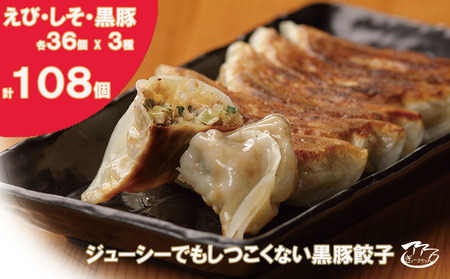 32ぎょーざやさんの餃子詰め合わせセット　（3種　しそ＋えび＋黒豚　計108個）（027_5034）※北海道・沖縄・離島への配送不可