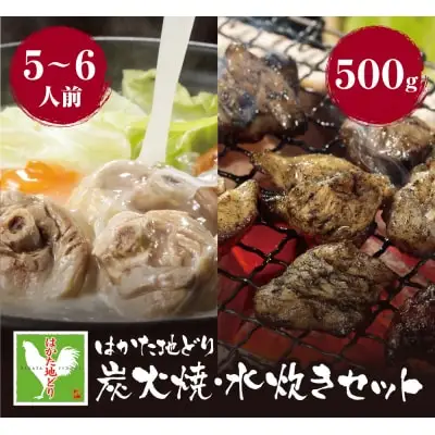Z12-06 寄附額改定↓↓ はかた地どり 炭火焼500g＆水炊き(5～6人前)セット 水炊き