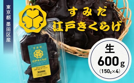 東京都墨田区産　生キクラゲ600g（150g×4パック）　食品 野菜 きのこ キノコ きくらげ キクラゲ 木耳 純国産 新鮮 プリプリ 肉厚 サラダ 和え物 炒め物 鍋