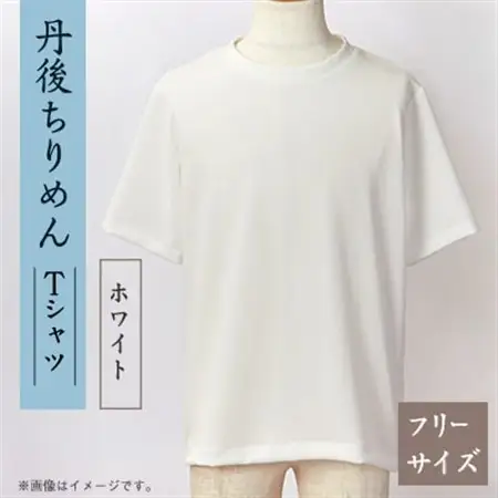 京都の伝統織物を使った丹後ちりめんTシャツ ホワイト【1604758】