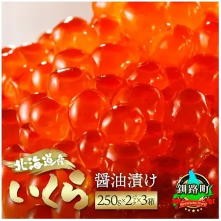 いくら醤油漬け(250g×2パック 500g)×3箱 北海道産の鮭卵【配送不可地域：離島】【1624306】