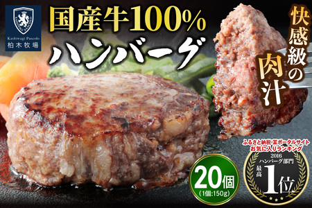 柏木牧場特製 国産牛100%ハンバーグ (150g×20個) [0760]