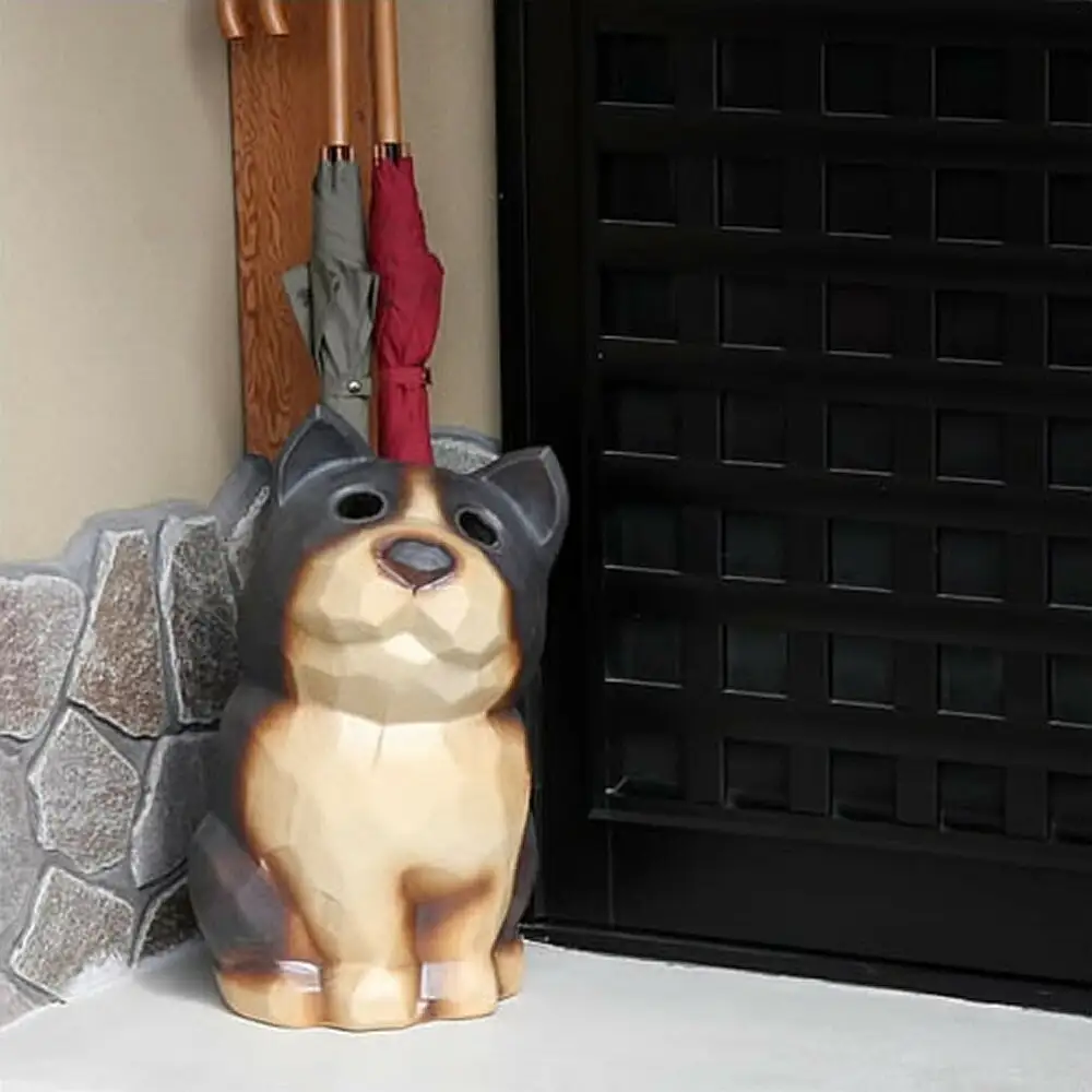 信楽焼 黒犬 陶器 傘立て