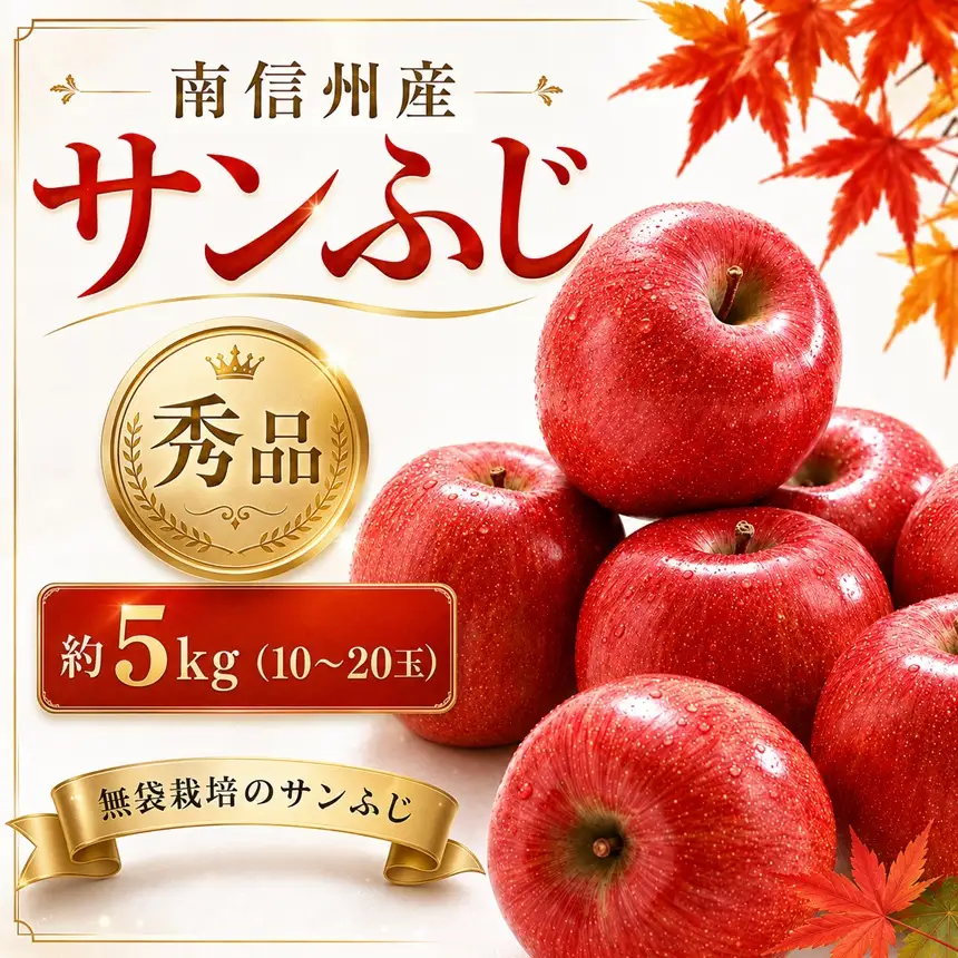 【南信州産】 サンふじ 約5kg 秀品 (10～20玉)【2026年11月下旬～順次発送】 ＪＡみなみ信州ＤＭセンター飯田市