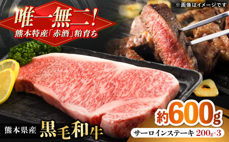 熊本県産 『原田畜産』 黒毛和牛 サーロイン ステーキ 計約600g（約200g×3枚）サーロインステーキ  [AYCN050]