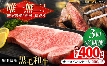 【全3回定期便】熊本県産 『原田畜産』 黒毛和牛 サーロイン ステーキ 計約400g（約200g×2枚）サーロインステーキ [AYCN051]