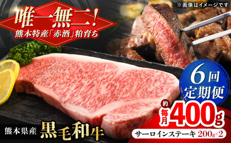 【全6回定期便】熊本県産 『原田畜産』 黒毛和牛 サーロイン ステーキ 計約400g（約200g×2枚）サーロインステーキ [AYCN052]