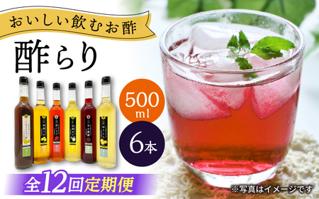 【12回定期便】 【飲む玄米酢】酢らり 大瓶6種セット（5種＋ポン酢）＜川添酢造＞[CDN143]