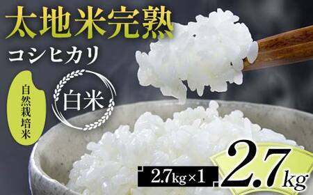 2026年産 自然栽培米 太地米完熟【こしひかり】 白米 2.7kg ブランド米 お米 精米 白米 人気 F7X-0677