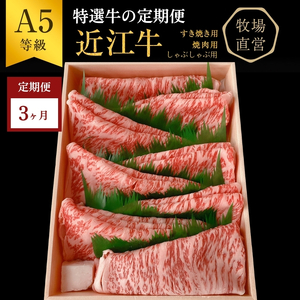【近江牛　西川畜産】【3か月定期便】近江牛A5ランク雌牛　特選牛の定期便