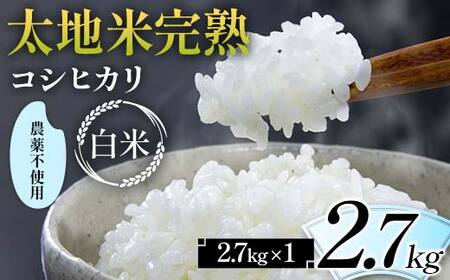 2026年産 農薬不使用 太地米完熟【こしひかり】 白米 2.7kg ブランド米 お米 精米 白米 人気 F7X-0669
