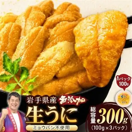 天然生うに100g×3パック岩手県産　ミョウバン不使用_生うに100g×3パック うにうにうにうにうに_【配送不可地域：離島・沖縄県・九州】【1625398】