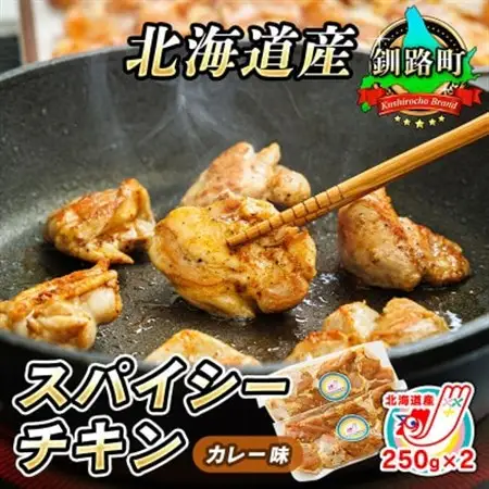 【毎月定期便】スパイシーチキン カレー味 250g×2パック 500g 北海道産 鶏肉使用全12回【配送不可地域：離島】【4068019】