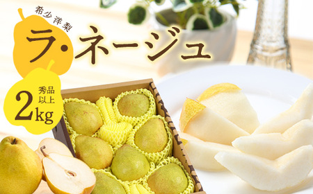 《先行予約》令和8年産 洋梨 ラ・ネージュ 2kg（5 - 10玉） 秀品以上 《化粧箱入り》 サイズおまかせ 山形県産 2026年産【2026年11月下旬頃から12月下旬頃発送予定】　012-B-AF006