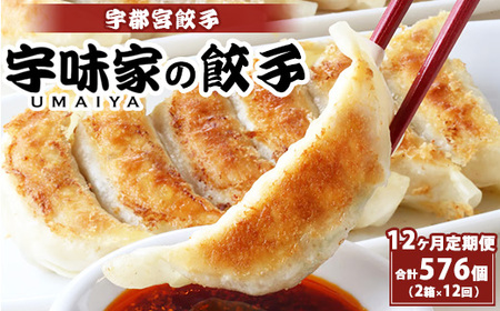 【定期便12ヶ月】宇都宮餃子 宇味家のぎょうざ　(生冷凍)　[20g×24個入り 2箱×12ヶ月]