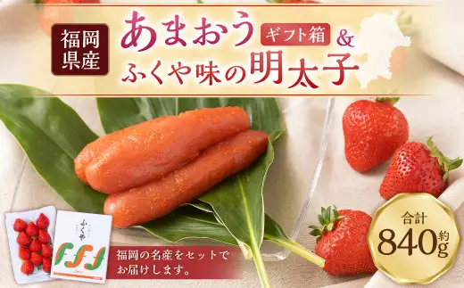 あまおう ギフト箱＆ふくや味の明太子540g	あまおう いちご 苺 イチゴ 果物 くだもの フルーツ 明太子 めんたいこ セット 【2026年12月上旬～2027年3月下旬発送予定】