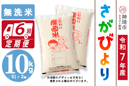 【令和7年産】さがびより 無洗米 5kg×2【6ヶ月定期便】農園(H061B67)