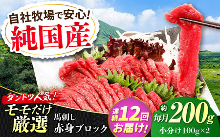 【全12回定期便】『純国産』熊本の味 赤身 馬刺し 約200g ブロック 冷凍 馬刺し[AYCN111]