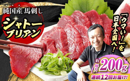 【全12回定期便】『純国産』熊本の味 赤身 馬刺し シャトーブリアン 約200g チルド 冷蔵 ブロック 馬刺し[AYCN064]