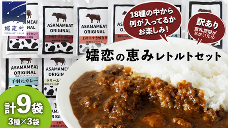 《 訳あり 》おまかせ 嬬恋 レトルトセット3種×3袋(合計9袋) 訳あり商品 [AH036tu]