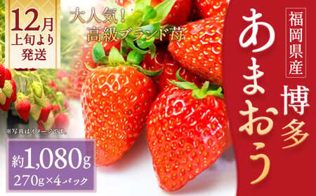  いちご「 あまおう 」 約270g×4パック 計約1,080g 【2026年12月上旬～2027年1月下旬発送予定】