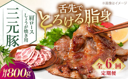 【全6回定期便】平田牧場 肩ロース しょうが焼き用 800g (200g×4P) 豚肉 スライス [AJAP141]