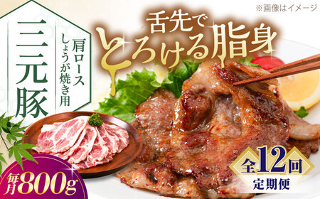 【全12回定期便】平田牧場 肩ロース しょうが焼き用 800g (200g×4P) 豚肉 スライス [AJAP142]