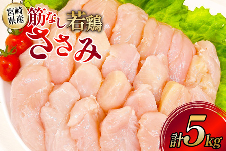 鶏肉 ささみ 宮崎県産 筋なし 若鶏ささみ 5kg セット [TRINITY 宮崎県 日向市 452061345]