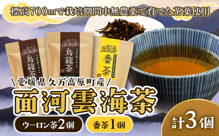 面河雲海茶3袋セット【番茶1袋（約20杯分）烏龍茶（10パック）2袋】 ｜ 愛媛県 久万高原町 面河産 茶葉 ※2025年6月中旬頃より順次発送予定
