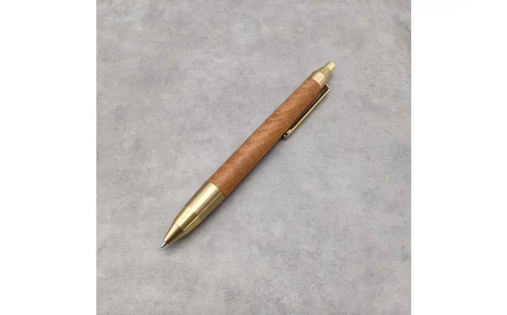 Baton Dor＆ZAWASOU　欅（けやき）木軸ペン　スタンダードタイプ　ボールペン（真鍮金具）