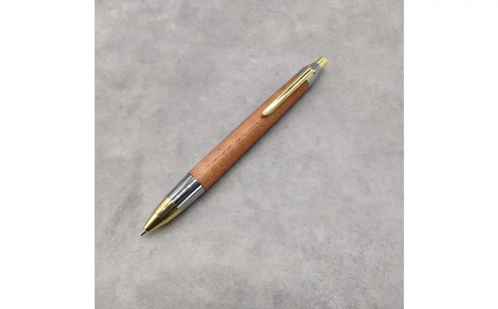 Baton Dor＆ZAWASOU　欅（けやき）木軸ペン　スタンダードタイプ　シャープペンシル（ゴールド＆シルバー金具・芯0.5ｍｍ）