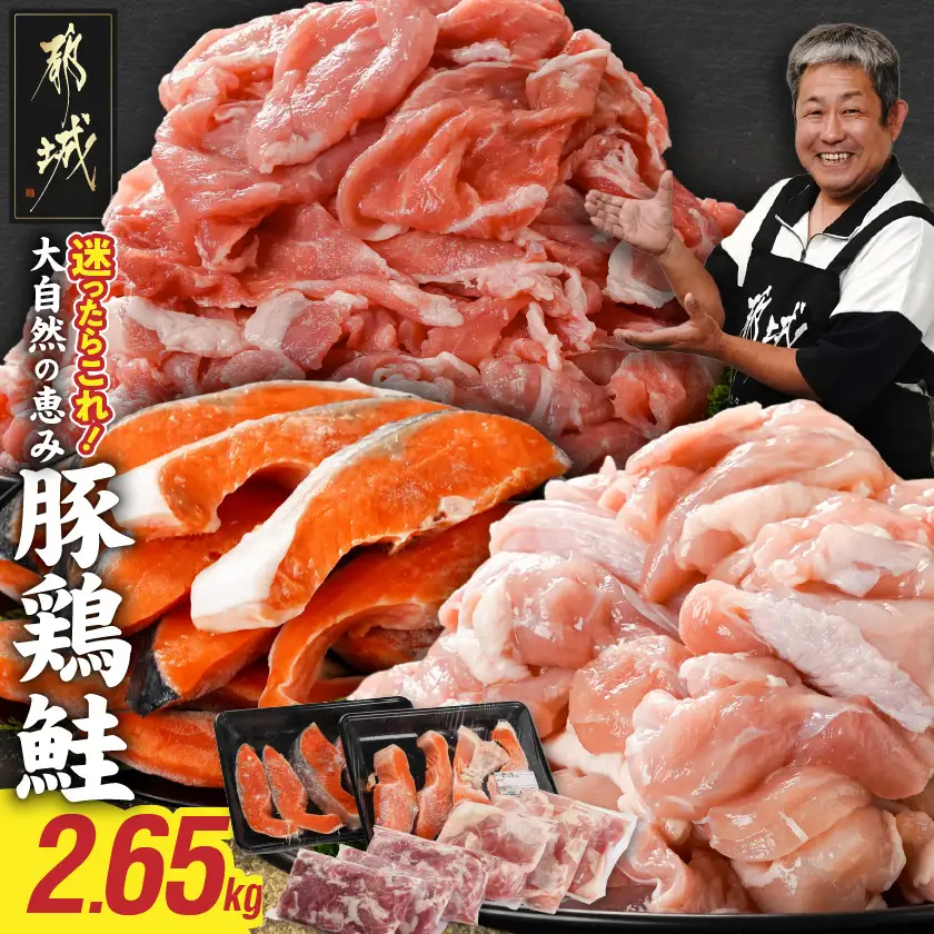 ≪肉×魚≫小分け3種セット(豚切り落とし250g×3P・鶏モモカット済300g×3P・銀鮭500g×2P)〔18-8403〕_(都城市) 小分けパック 冷凍 お弁当 おかず